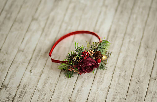 Vianočná kvetinová čelenka UNI veľkosť vhodná pre deti aj dospelé ženy