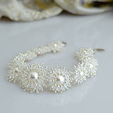 Náramky - Unikátny svadobný perlový náramok(Ag925) - 11302566_