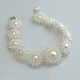 Náramky - Unikátny svadobný perlový náramok(Ag925) - 11302567_