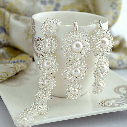 Unikátny perlový svadobný set (Ag925)