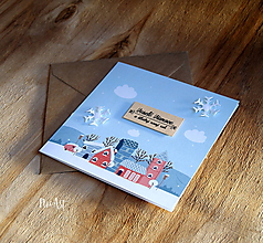 Papiernictvo - Vianočná pohľadnica Domčeky - 11307956_
