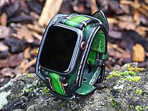 Náramky - Kožený remienok pre apple hodinky zelený - 11310301_