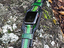 Náramky - Kožený remienok pre apple hodinky zelený - 11310303_