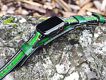 Náramky - Kožený remienok pre apple hodinky zelený - 11310307_
