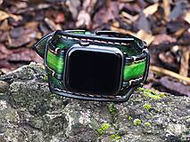 Náramky - Kožený remienok pre apple hodinky zelený - 11310309_