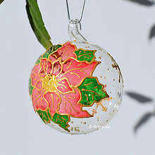 Dekorácie - sklenené gule - Vianočná ruža ružová - 11312113_
