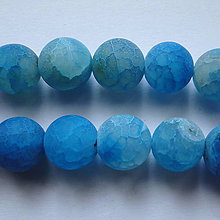 Minerály - Achát 12mm-1ks (modrá matná krakl) - 11310690_