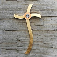 Dekorácie - Zlatý kríž s krištáľom - 11311732_