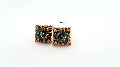 Náušnice - Napichovačky Ag 925 (16x16mm) (tyrkys-bronz) - 11313025_