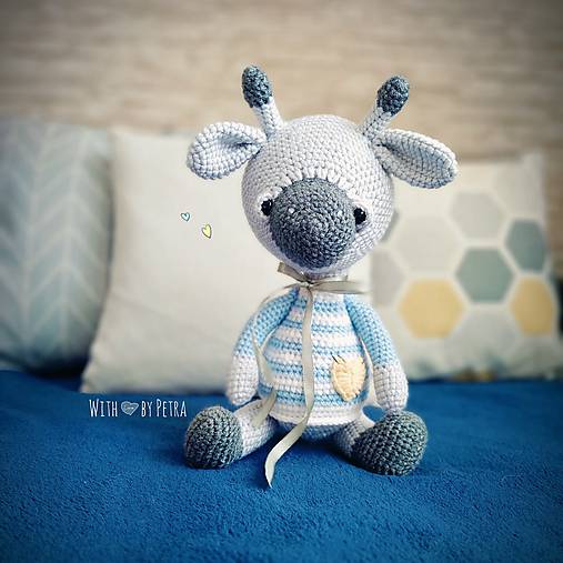 Hračky - Žirafiatko Bono v pruhovanom tričku  - 11316861_