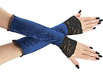 Rukavice - Dámské rukavice zamatové fialové lila s čipkou 01T (Tyrkysová) - 11320108_