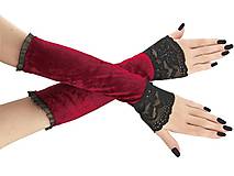Rukavice - Dámské rukavice zamatové fialové lila s čipkou 01T (Tyrkysová) - 11320110_