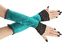 Rukavice - Dámské rukavice zamatové fialové lila s čipkou 01T (Tyrkysová) - 11320113_