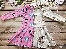 Detské oblečenie - Šaty- točivé srnky na ružovej versus srnky v béžovej - 11318437_