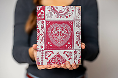 Papiernictvo - Ručne šitý sketchbook * zápisník A5 ,,FOLK HEART"  - 11315677_