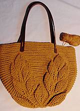 Handmade háčkovaná kabelka s 3D vzorom (Handmade háčkovaná kabelka s 3D vzorom s koženými popruhmi, farba podľa vzorkovníka)
