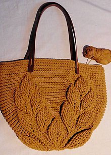 Kabelky - Handmade háčkovaná kabelka s 3D vzorom (Handmade háčkovaná kabelka s 3D vzorom s koženými popruhmi, farba podľa vzorkovníka) - 11318851_