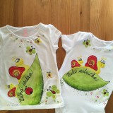 Detské oblečenie - Maľované slimáčikové (tričká pre malú a veľkú sestru - sada) - 11320566_