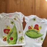 Detské oblečenie - Maľované slimáčikové (tričká pre malú a veľkú sestru - sada) - 11320567_