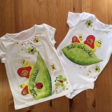 Detské oblečenie - Maľované slimáčikové (tričká pre malú a veľkú sestru - sada) - 11320569_