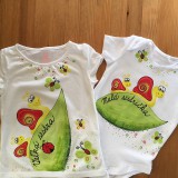 Detské oblečenie - Maľované slimáčikové (tričká pre malú a veľkú sestru - sada) - 11320571_