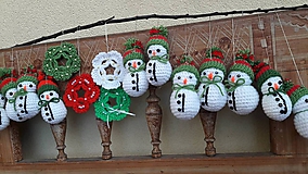Dekorácie - snehuliačiky vo Vianočných čiapočkách - 11320022_