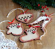 Dekorácie - Sada rustikálnych vianočných ozdôb srdiečkové - 11324408_