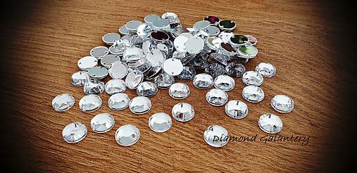Galantéria - Ozdobné kamienky našívacie - Kruh - Crystal (15 mm) - 11323451_