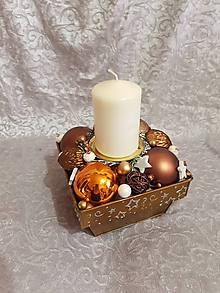 Svietidlá a sviečky - vianočný svietnik medeno-zlatý - 11321503_