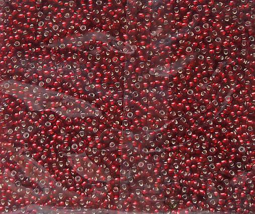  - Rokajl 10/0 - 2,3 mm, 50g - tmavo červený so strieborným prieťahom - 11324299_