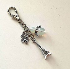 Kľúčenky - Kľúčenka "Eiffelovka" s minerálovým anjelikom (Opalit) - 11328264_