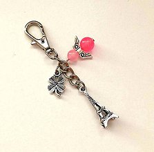Kľúčenky - Kľúčenka "Eiffelovka" s minerálovým anjelikom (Jadeit ružový) - 11328283_