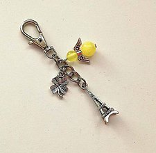 Kľúčenky - Kľúčenka "Eiffelovka" s minerálovým anjelikom (Jadeit žltý) - 11328284_