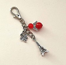 Kľúčenky - Kľúčenka "Eiffelovka" s minerálovým anjelikom (Jadeit červený) - 11328287_