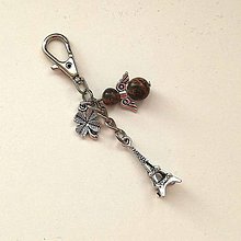 Kľúčenky - Kľúčenka "Eiffelovka" s minerálovým anjelikom (Jaspis leopardí) - 11328304_