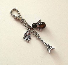 Kľúčenky - Kľúčenka "Eiffelovka" s minerálovým anjelikom (Tigrie Oko) - 11328328_
