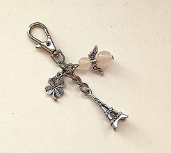 Kľúčenky - Kľúčenka "Eiffelovka" s minerálovým anjelikom (Ruženín) - 11328350_