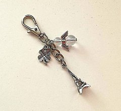 Kľúčenky - Kľúčenka "Eiffelovka" s minerálovým anjelikom (Krištáľ) - 11328354_