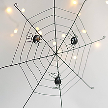 Dekorácie - pavučina s pavúčikmi 32cm  (pavučina s tromi pavúčikmi) - 11332326_