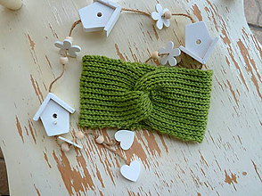 Detské čiapky - Zelena turban celenka pre deti SKLADOM - 11333877_