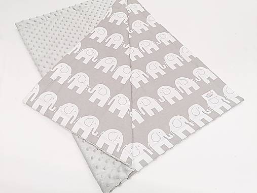 Minky deka sivá a sivé sloníky 70*100cm