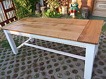 Nábytok - Rustikálny drevený stôl dubový, kartáčovaný s rezbou - 11334429_