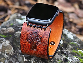 Náramky - Kožený remienok pre apple hodinky hnedo čierny - 11337744_