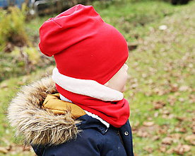 Detské čiapky - Zateplený červený stík - 11338104_