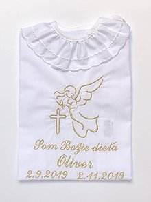 Detské oblečenie - Vyšívaná košieľka na krst K40 zlatá - 11337313_