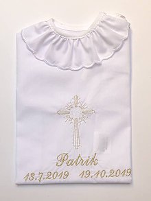Detské oblečenie - košieľka na krst k16 bielo-zlatá - 11337503_