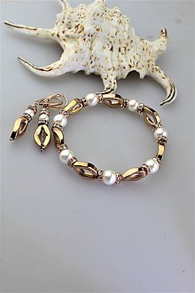 Sady šperkov - hematit s perlou náramok a náušnice luxusné - 11341579_
