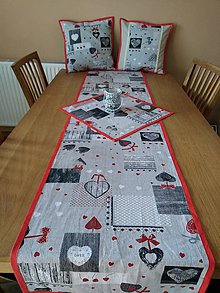 Úžitkový textil - Štóla na stôl šedá s červenou... - 11343425_