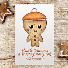 Papiernictvo - Vianočná pohľadnica medovníkový chlapec (pomarančový elegán) - 11346199_