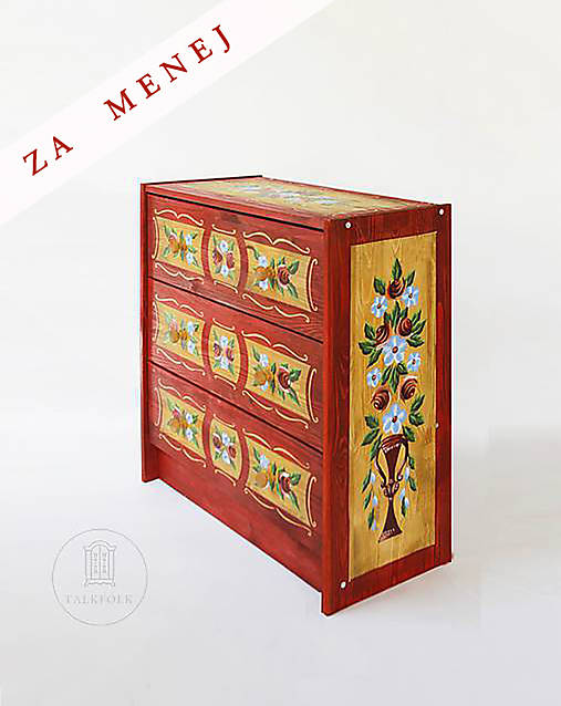 Ručne maľovaná komoda "Zemianská" (pôvdná cena 247 Eur)